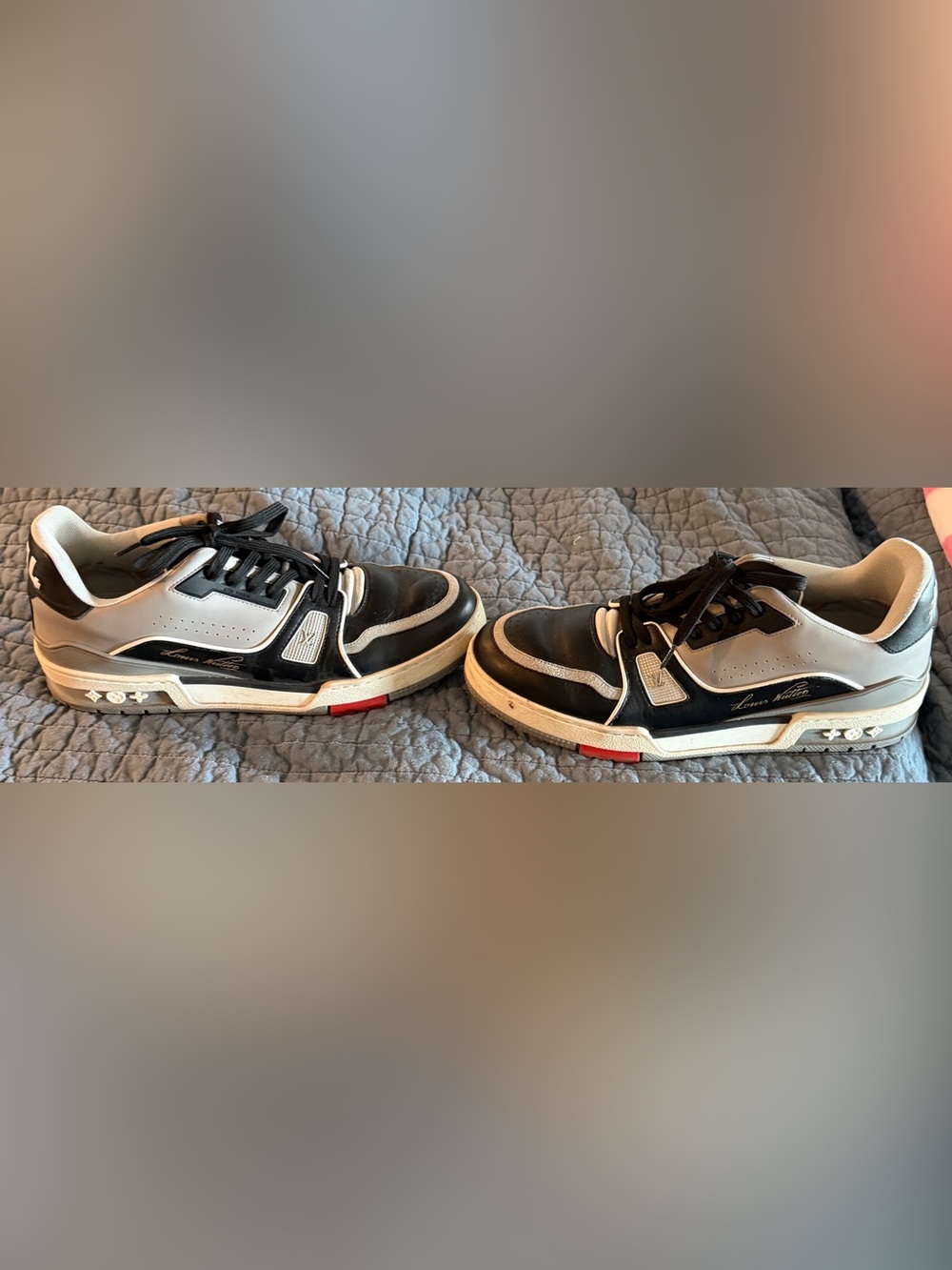 Louis Vuitton Black and White Low Top Sneakers